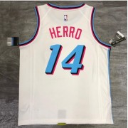 Miami Heat NBA Basketball Drakter 2019-20 Tyler Herro 14# Hvit City Edition Swingman Drakt..